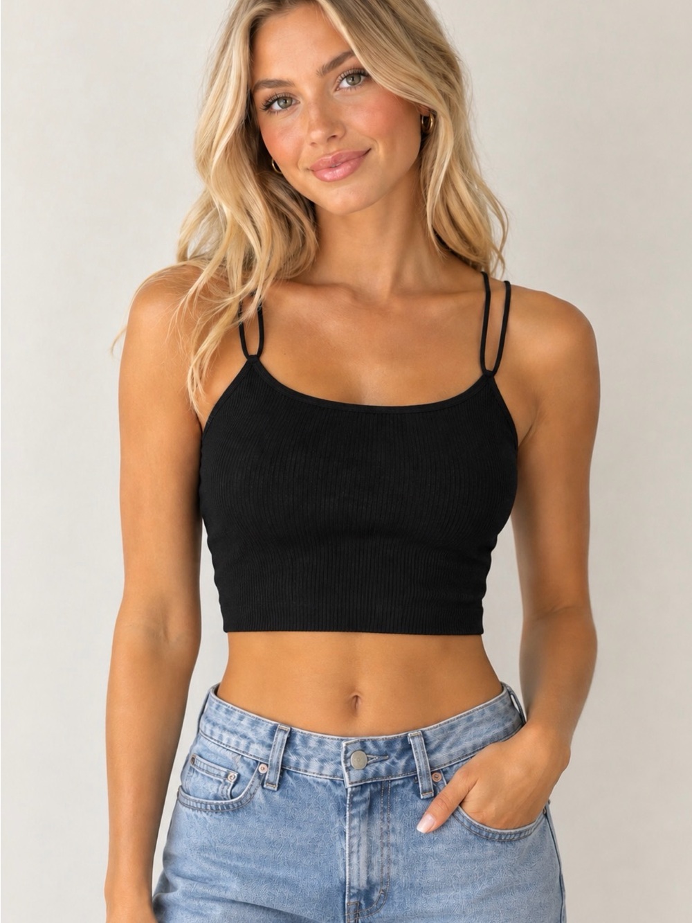 Colsie Ribbed Cropped Brami Bralette Tank Small